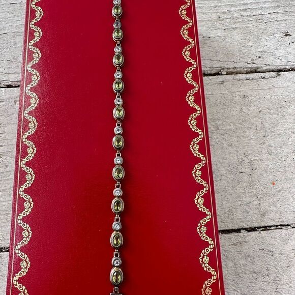 Vintage 925 Peridot And Topaz CJ Marked Bracelet - Picture 6 of 6